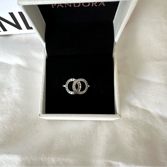 Authentic PANDORA CIRCLES Silver LOGO SIGNATURE Ring - 50 - Picture 3 of 6